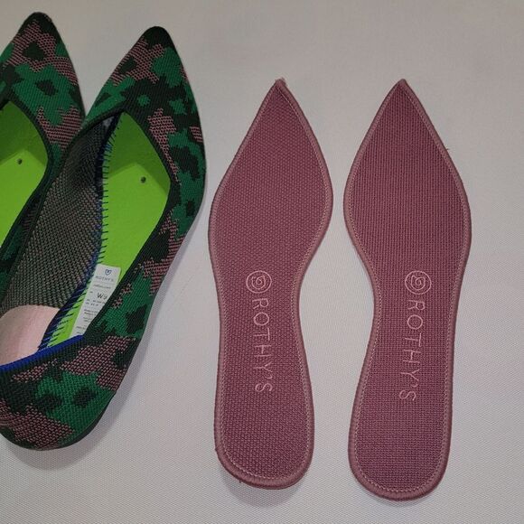Rothy's Green Botanicamo Camo Point Toe Ballet Flat Shoes Sz 9 • Rare & Retired - Picture 12 of 16